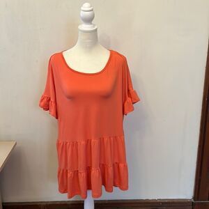 Ninexis coral ruffle short sleeve tee Size L NWT